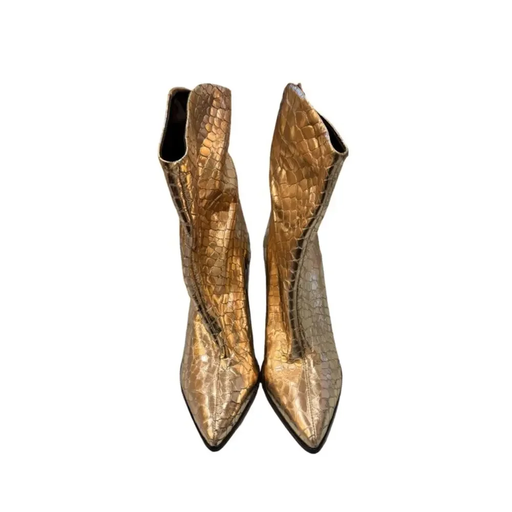 SCHUTZ Vonna Croc Embossed Leather Booties Size 9.5